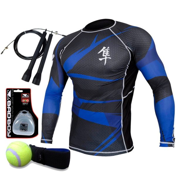 Рашгард Hayabusa metaru blue - капа,тренажер,скоростная скакалка в подарок.