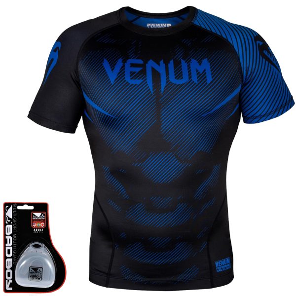 Рашгард Venum NOGI 2.0 короткий рукав ЧЕРНЫЙ/СИНИЙ