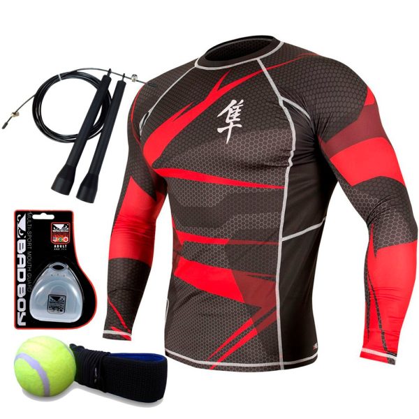 Рашгард Hayabusa metaru red - капа, тренажер, скакалка в подарок.