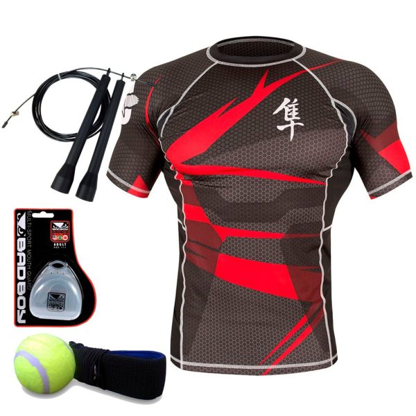 Рашгард Hayabusa metaru red c коротким рукавом - капа, тренажер, скакалка в подарок.