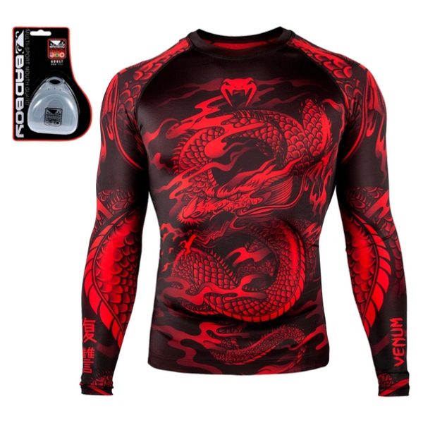 Рашгард Venum DRAGON’S FLIGHT Red - капа в подарок