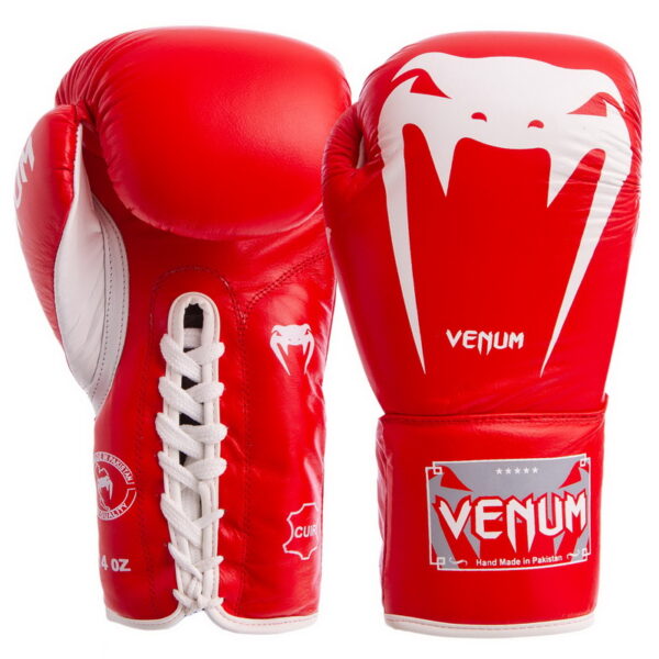 Перчатки боксерские кожаные професcиональные на шнуровке Venum GIANT