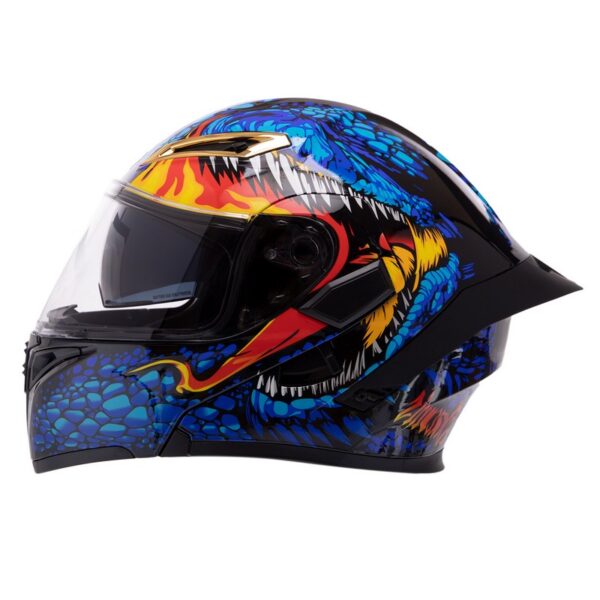Мотошлем модуляр (flip-up) QKE Дракон синий