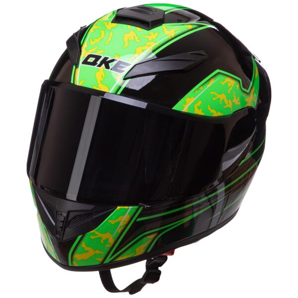 Мотошлем интеграл (full face) QKE M-XL черный-салатовый