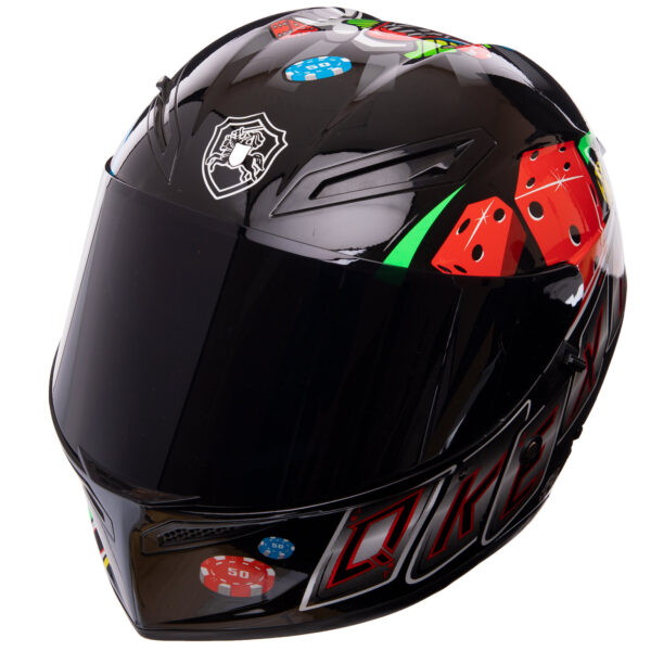 Мотошлем интеграл (full face) QKE Покер M-XL разноцветный