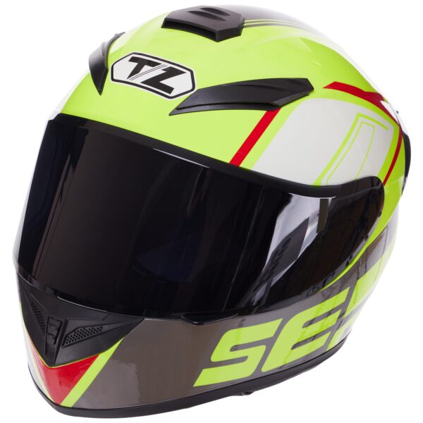 Мотошлем интеграл (full face) QKE M-XL черный-салатовый