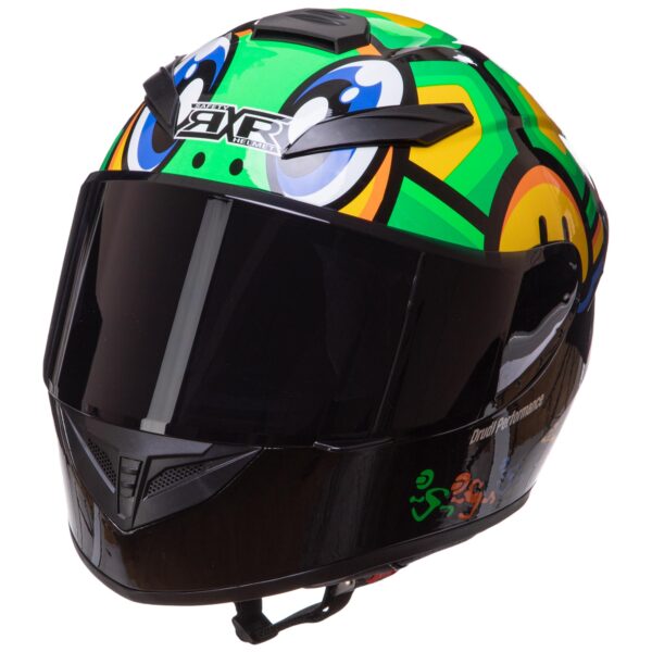 Мотошлем интеграл (full face) RXR Черепаха Марио M-XL черный-салатовый