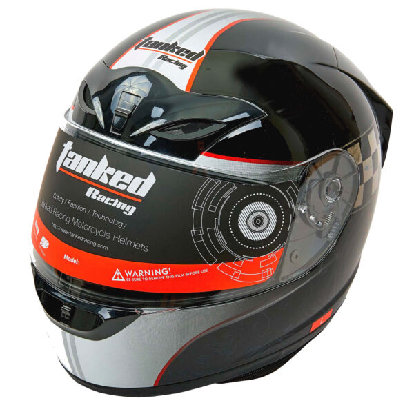 Мотошлем интеграл (full face) со съемным утеплителем Tanked Racing черный-красный