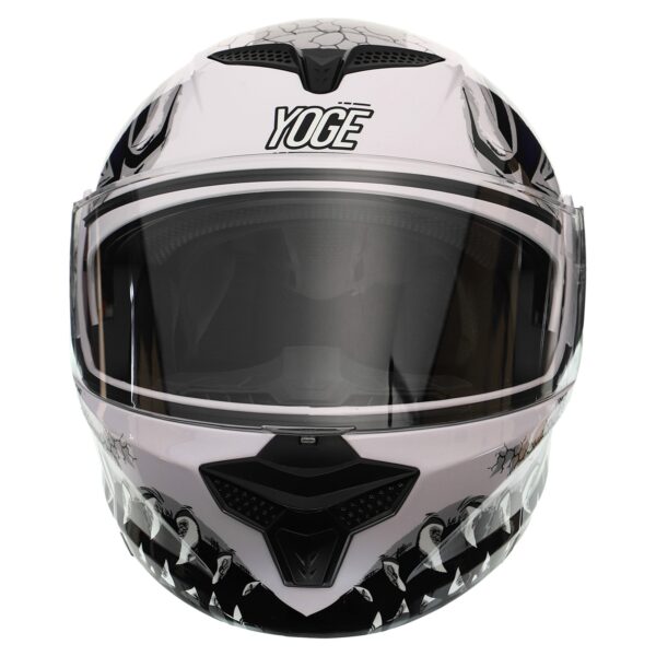 Мотошлем модуляр (flip-up) YOGE Пасть дракона белый-черный