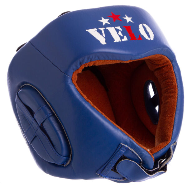 Шлем боксерский профессиональный кожаный AIBA VELO синий