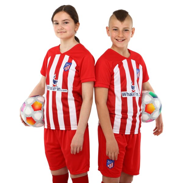 Форма футбольная детская с символикой футбольного клуба ATLETICO MADRID домашняя 2024 20-28 красный-белый