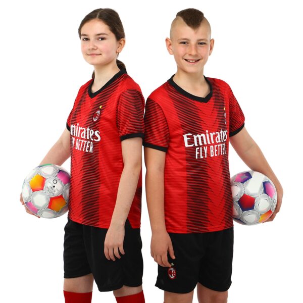 Форма футбольная детская с символикой футбольного клуба AC MILAN домашняя 2024 20-28 красный-черный
