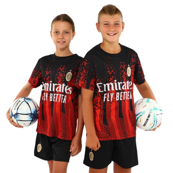 Форма футбольная детская с символикой футбольного клуба AC MILAN домашняя 2024 XS-XL красный-черный
