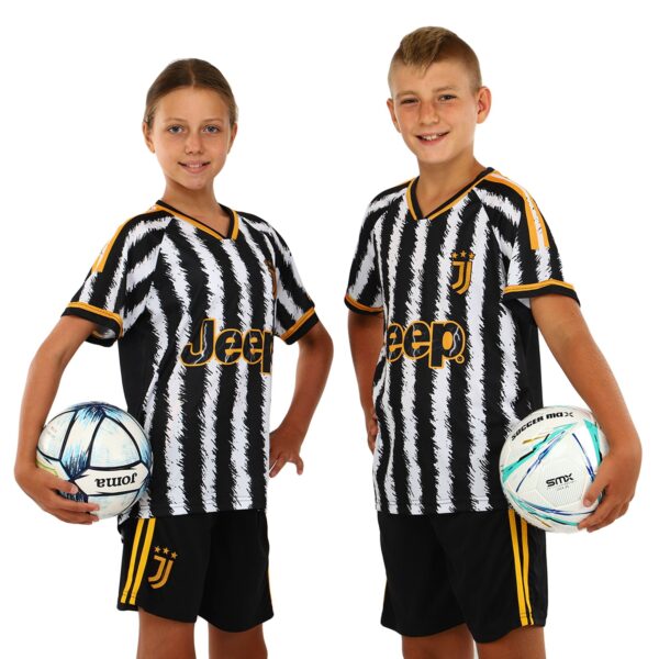 Форма футбольная детская с символикой футбольного клуба JUVENTUS домашняя 2024 XS-XL белый-черный