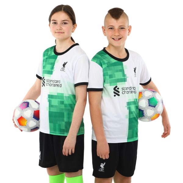 Форма футбольная детская с символикой футбольного клуба LIVERPOOL гостевая 2024 20-28 белый-зеленый