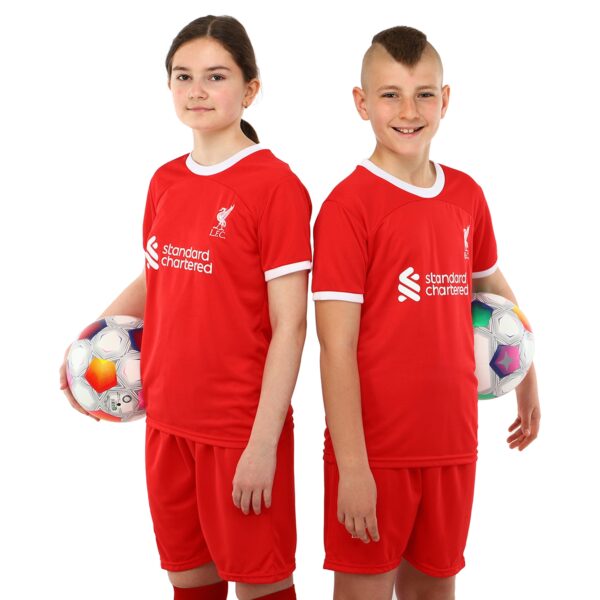 Форма футбольная детская с символикой футбольного клуба LIVERPOOL домашняя 2024 красный-белый