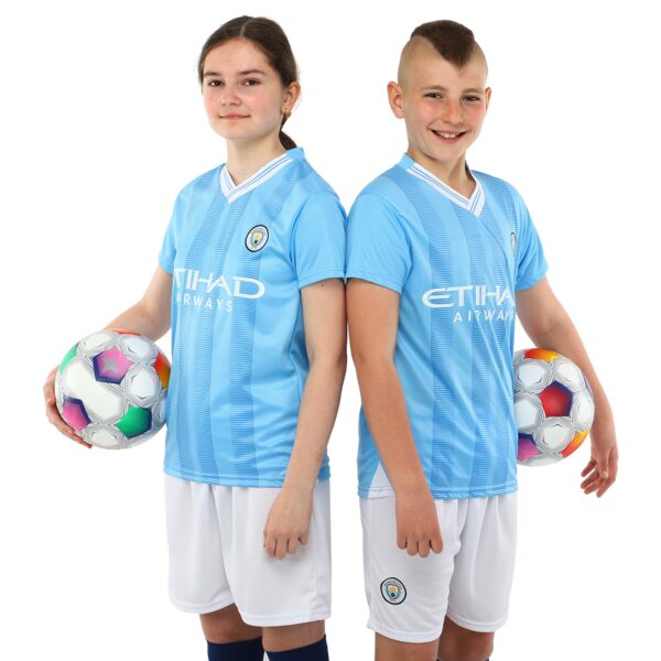 Форма футбольная детская с символикой футбольного клуба MANCHESTER CITY домашняя 2024 голубой