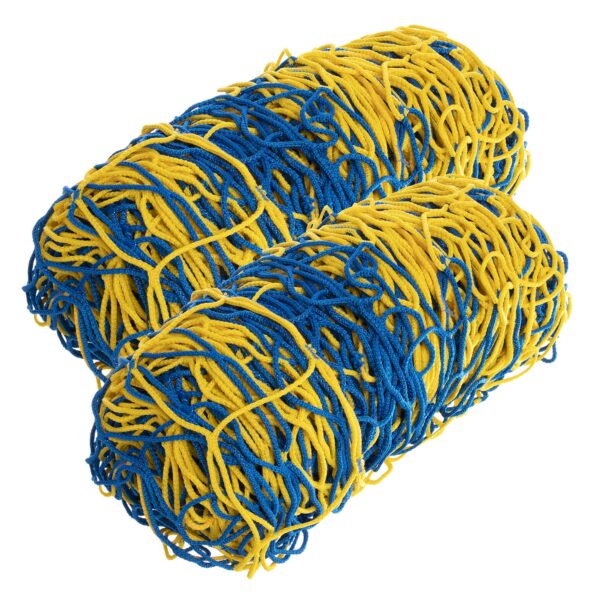 Сетка на ворота футбольные в комплекте из 2 штук ЕВРО ЭЛИТ 1,5 2,6х7,5м 2шт желтый-синий