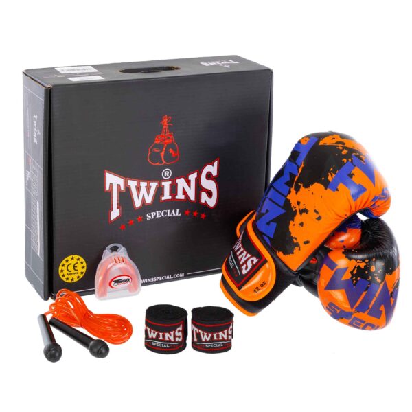 Боксерский набор TWINS 4в1 с кожаными перчатками