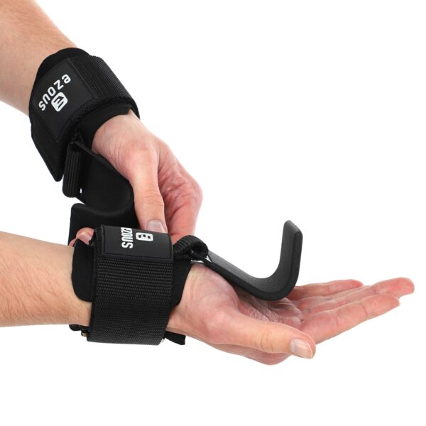 Крюки для подтягивания и тяги на запястья WEIGHTLIFTING HOOK EZOUS 2шт черный