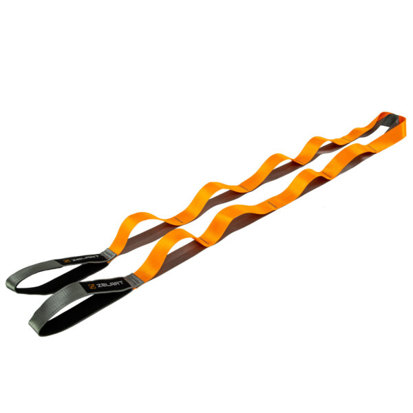Лента стропа с петлями для растяжки Stretch Strap 10 петель серый-оранжевый