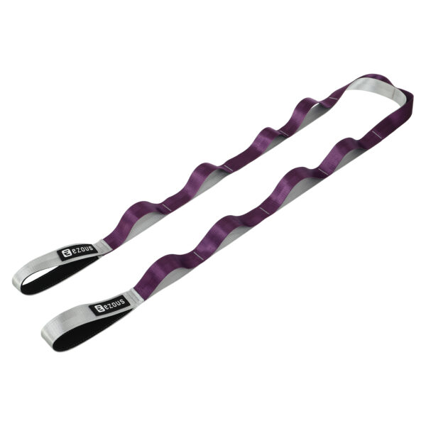 Лента стропа с петлями для растяжки STRETCHING STRAP 10 петель серый-фиолетовый