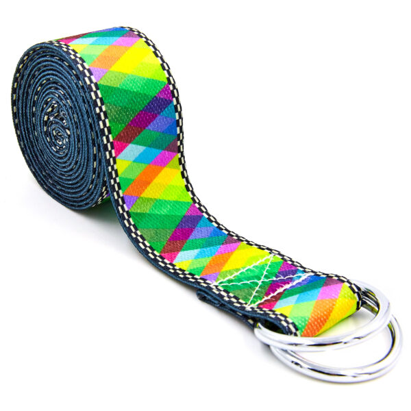 Ремень для йоги с кольцами 183x3,8см зеленый-оранжевый