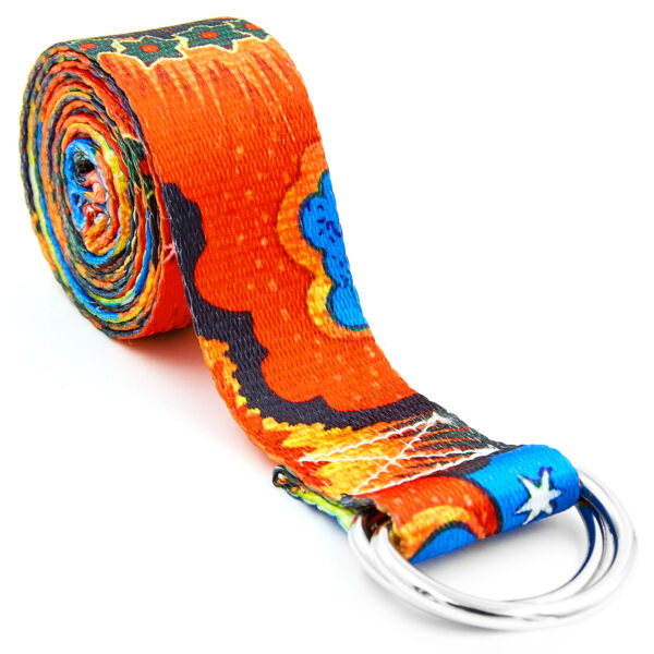 Ремень для йоги с кольцами 183x3,8см красный-черный