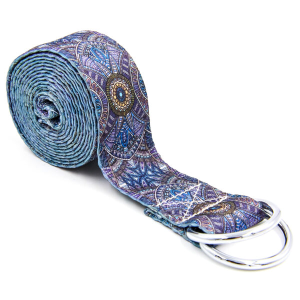 Ремень для йоги с кольцами 183x3,8см серый-сиреневый