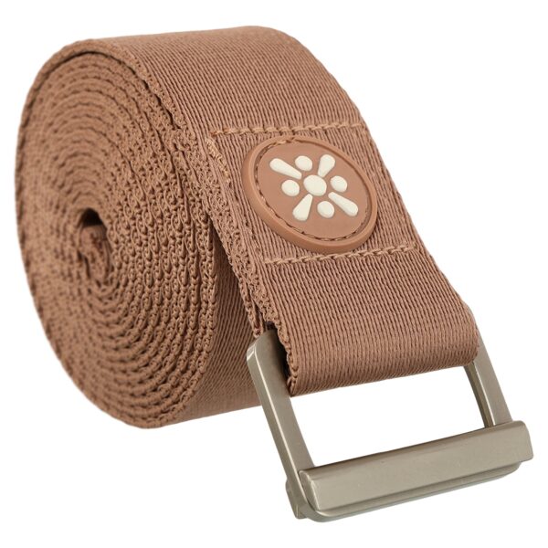 Ремень для йоги с металлической пряжкой BLOOM YOGA STRAP 183x3,8см коричневый