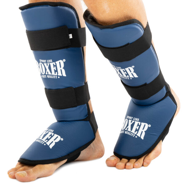 Защита голени и стопы для единоборств BOXER синяя M-XL