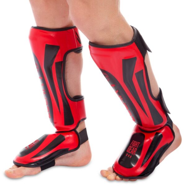 Защита голени и стопы для единоборств красные M-XL