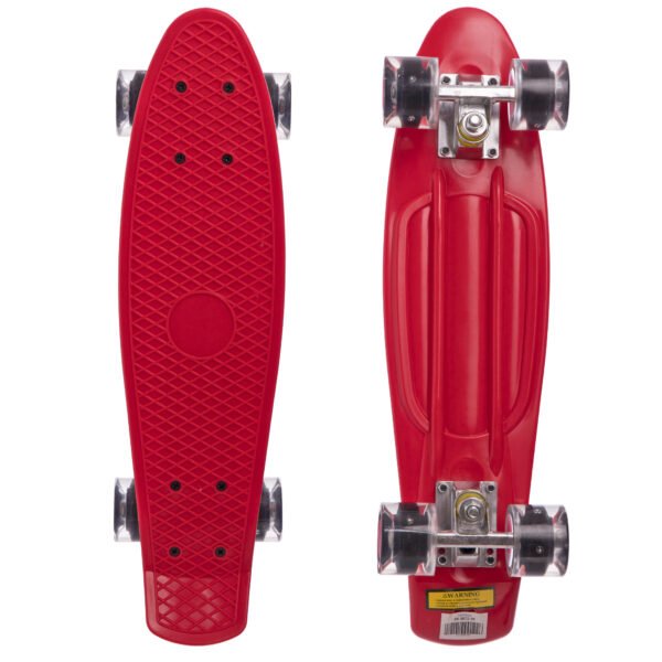 Пенни борд Penny Board круизер пластиковый со светящимися колесами 22" красный-черный
