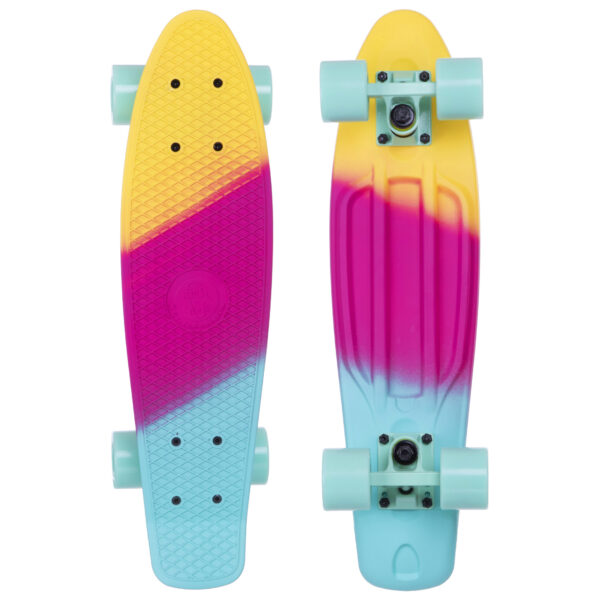 Пенни борд Penny Board круизер пластиковый 22" FISH COLOR желтый-малиновый-мятный