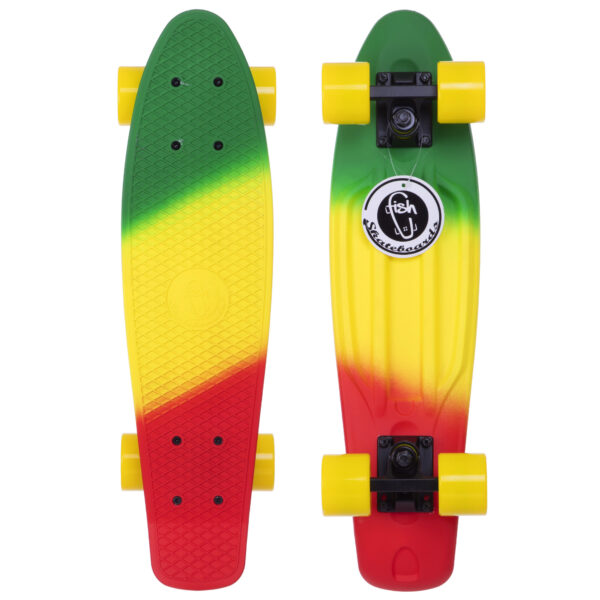 Пенни борд Penny Board круизер пластиковый 22" FISH COLOR салатовый-желтый-красный