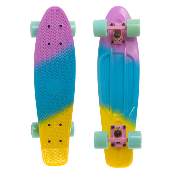 Пенни борд Penny Board круизер пластиковый 22" FISH COLOR фиолетовый-голубой-желтый