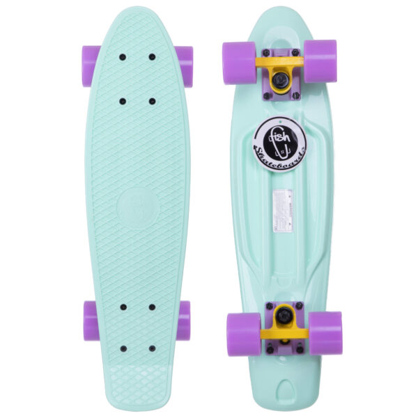 Пенни борд Penny Board круизер пластиковый 22" FISH мятный-желтый-фиолетовый