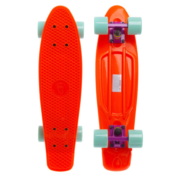 Пенни борд Penny Board круизер пластиковый 22" FISH оранжевый-фиолет-мятный