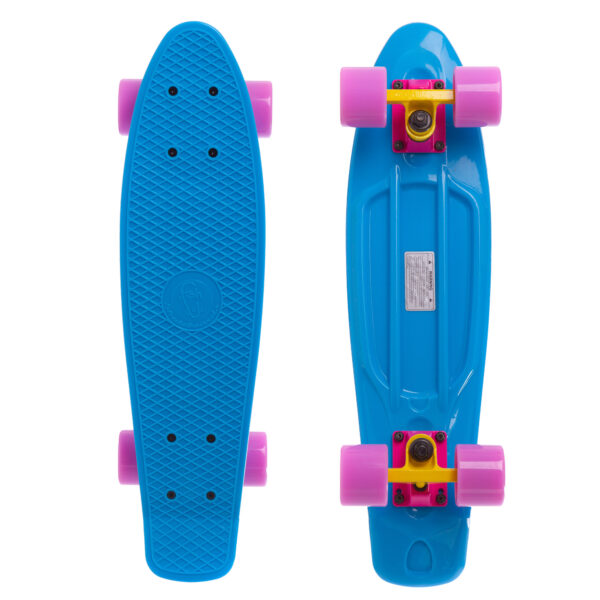 Пенни борд Penny Board круизер пластиковый 22" FISH синий-желтый-фиолетовый