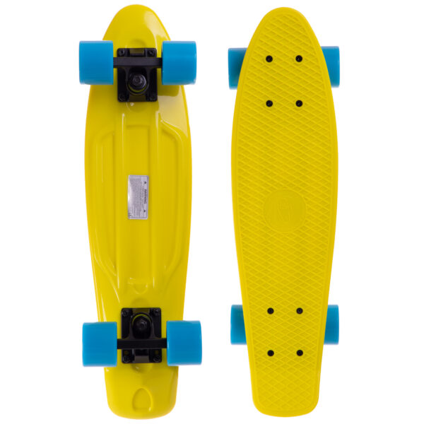 Пенни борд Penny Board круизер пластиковый 22" FISH желтый-черный-голубой