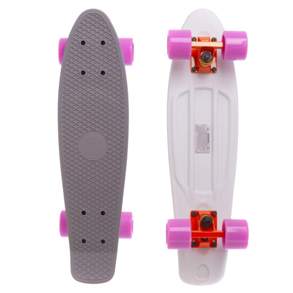 Пенни борд Penny Board круизер пластиковый RUBBER 22" RUBBER SOFT FISH серый-белый