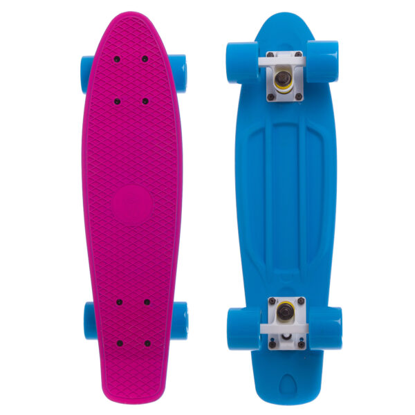 Пенни борд Penny Board круизер пластиковый RUBBER 22" RUBBER SOFT FISH розовый-голубой