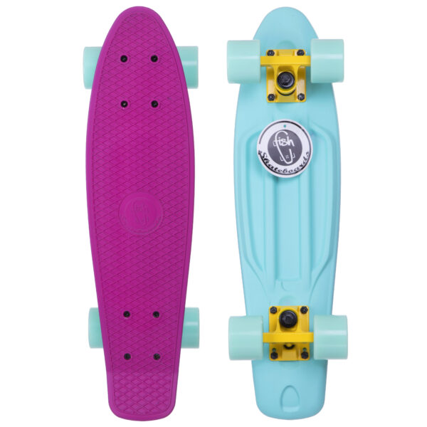 Пенни борд Penny Board круизер пластиковый RUBBER 22" RUBBER SOFT FISH розовый-мятный