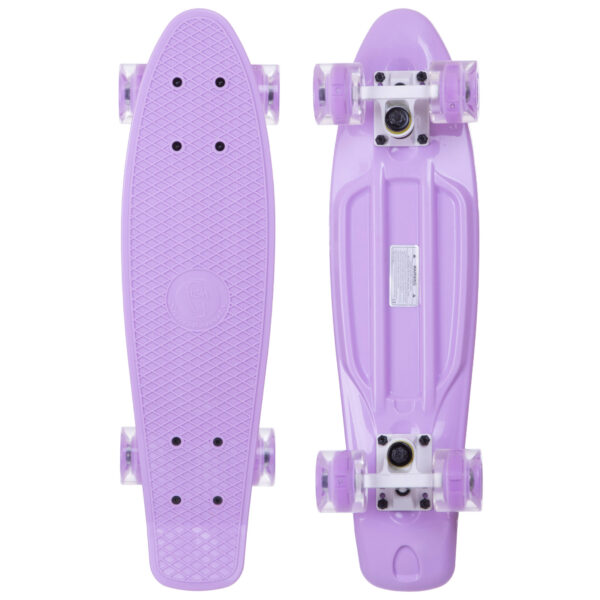 Пенни борд Penny Board круизер пластиковый со светящимися колесами 22" FISH фиолетовый-белый