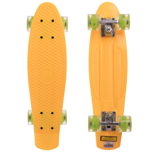 Пенни борд Penny Board круизер пластиковый со светящимися колесами 22" желтый-салатовый