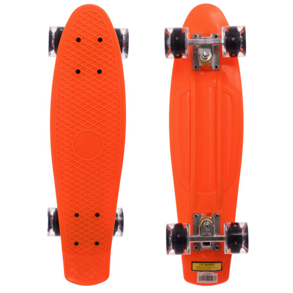 Пенни борд Penny Board круизер пластиковый со светящимися колесами 22" оранжевый-черный