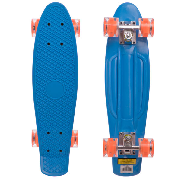 Пенни борд Penny Board круизер пластиковый со светящимися колесами 22" синий-оранжевый