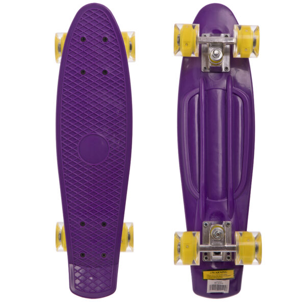 Пенни борд Penny Board круизер пластиковый со светящимися колесами 22" фиолетовый-желтый