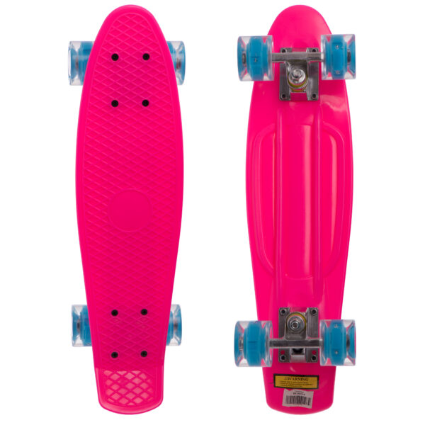 Пенни борд Penny Board круизер пластиковый со светящимися колесами 22" розовый-голубой