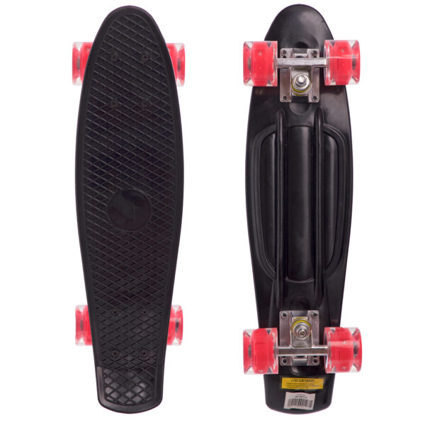 Пенни борд Penny Board круизер пластиковый со светящимися колесами 22" черный-красный